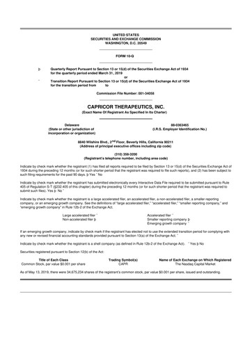 Thumbnail Capricor Therapeutics
 10-Q Quarterly Report FY2019 
