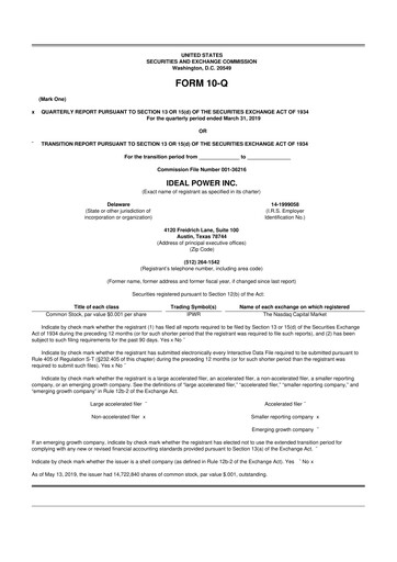 Thumbnail Ideal Power 10-Q Quarterly Report FY 