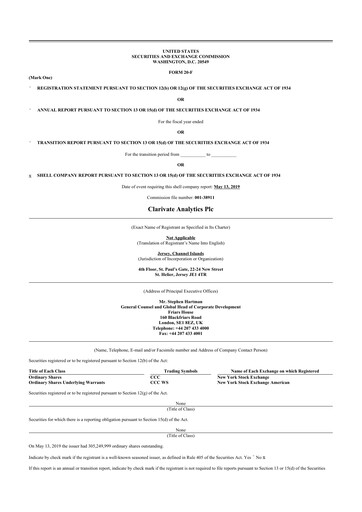 Thumbnail Clarivate 20-F Annual Report 