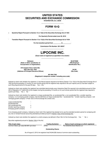 Thumbnail Lipocine 10-Q Quarterly Report FY2019 