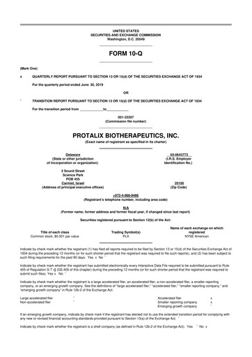 Thumbnail Protalix BioTherapeutics
 10-Q Quarterly Report FY2019 