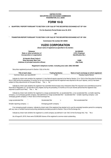Thumbnail Vuzix
 10-Q Quarterly Report FY2019 