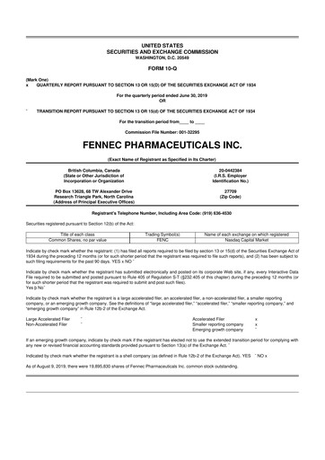 Miniature Fennec Pharmaceuticals 10-Q Rapport trimestriel 2019 