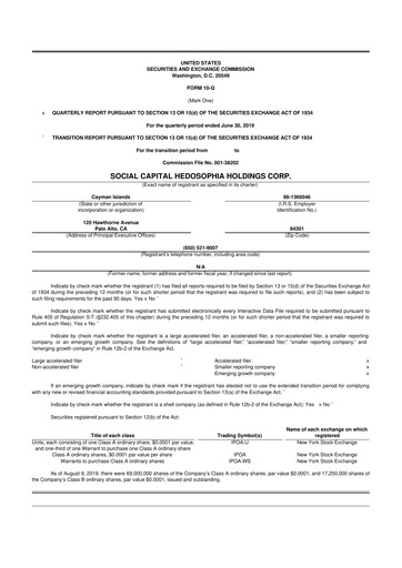Miniature Virgin Galactic
 10-Q Rapport trimestriel 2019 