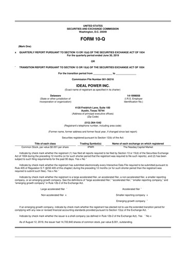 Thumbnail Ideal Power 10-Q Quarterly Report FY 