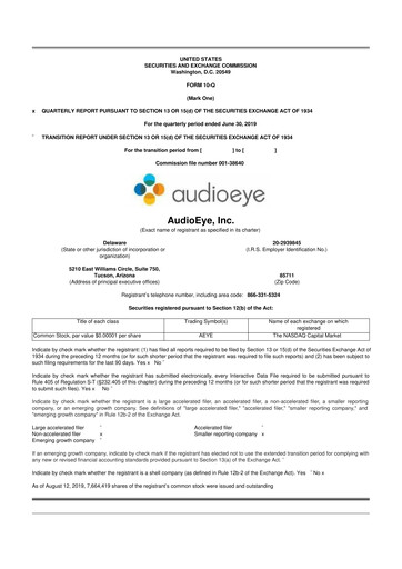 Thumbnail AudioEye 10-Q Quarterly Report FY2019 
