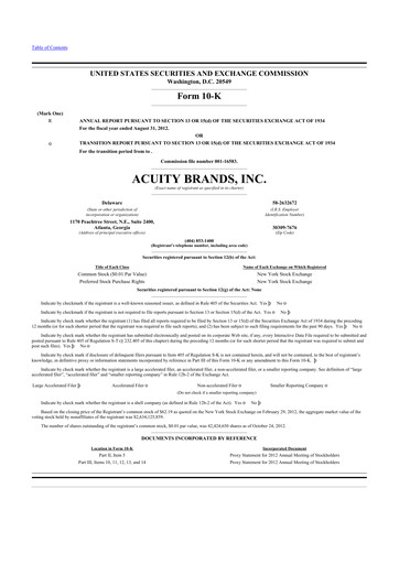 Thumbnail Acuity Brands
 10-K Annual Report 2012