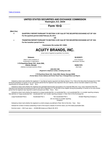 Thumbnail Acuity Brands
 10-Q Quarterly Report FY2013 