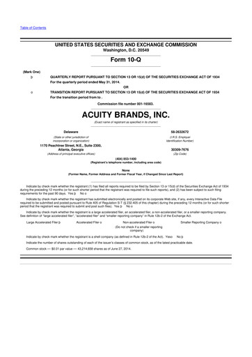 Thumbnail Acuity Brands
 10-Q Quarterly Report FY2014 
