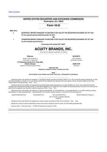 Thumbnail Acuity Brands
 10-Q Quarterly Report FY2016 