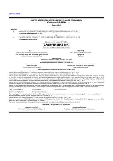 Thumbnail Acuity Brands
 10-K Annual Report 2018