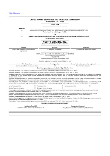 Thumbnail Acuity Brands
 10-K Annual Report 2020