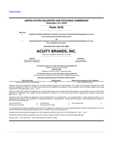 Thumbnail Acuity Brands
 10-Q Quarterly Report FY2023 