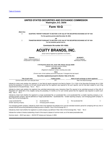 Thumbnail Acuity Brands
 10-Q Quarterly Report FY2024 