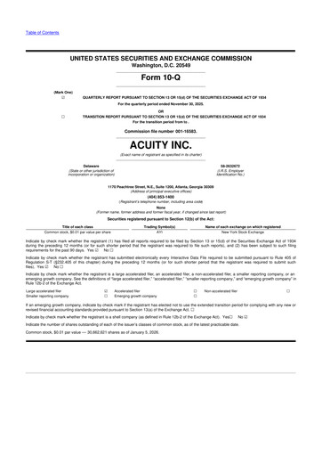 Thumbnail Acuity Brands
 10-Q Quarterly Report FY2026 