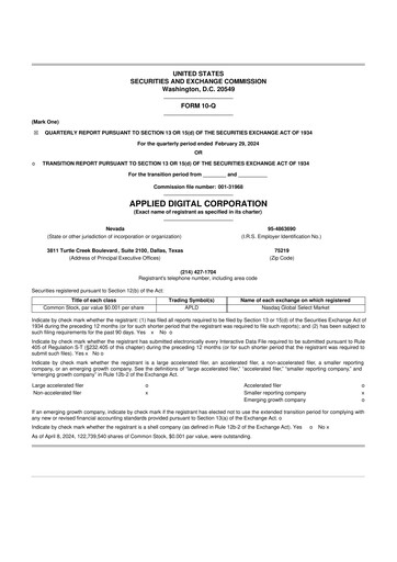 Thumbnail Applied Digital 10-Q Quarterly Report FY2024 