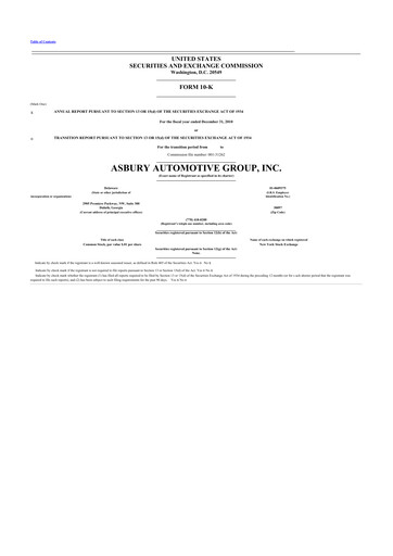 Thumbnail Asbury Automotive Group 10-K Annual Report 