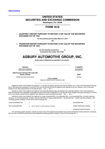 Miniature Asbury Automotive Group 10-Q Rapport trimestriel 2019 
