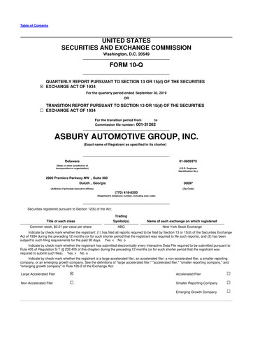 Miniature Asbury Automotive Group 10-Q Rapport trimestriel 2019 