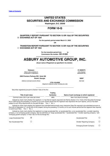 Miniature Asbury Automotive Group 10-Q Rapport trimestriel 2020 
