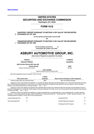 Miniature Asbury Automotive Group 10-Q Rapport trimestriel 2020 