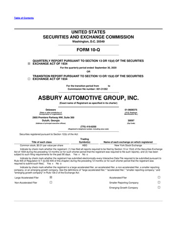 Miniature Asbury Automotive Group 10-Q Rapport trimestriel 2020 