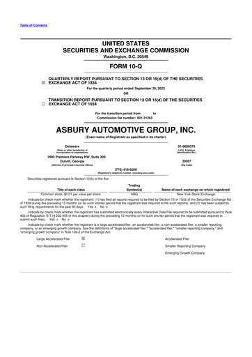 Miniature Asbury Automotive Group 10-Q Rapport trimestriel 2022 
