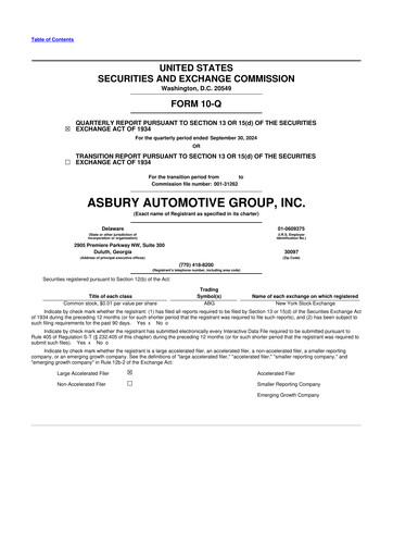 Miniature Asbury Automotive Group 10-Q Rapport trimestriel 2024 