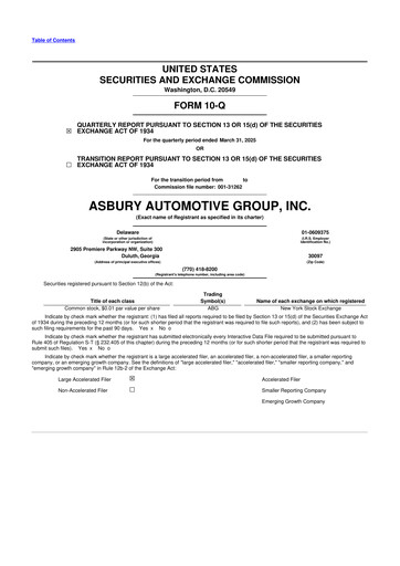 Miniature Asbury Automotive Group 10-Q Rapport trimestriel 2025 