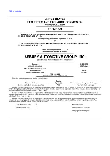 Miniature Asbury Automotive Group 10-Q Rapport trimestriel 2025 