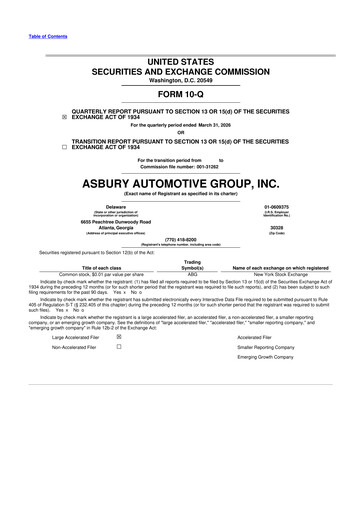 Thumbnail Asbury Automotive Group 10-Q Quarterly Report FY 