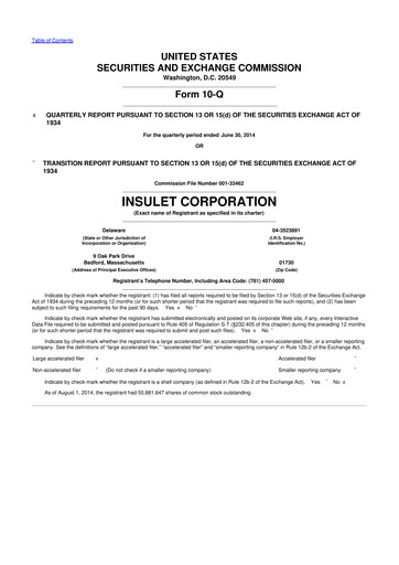 Thumbnail Insulet 10-Q Quarterly Report FY2014 