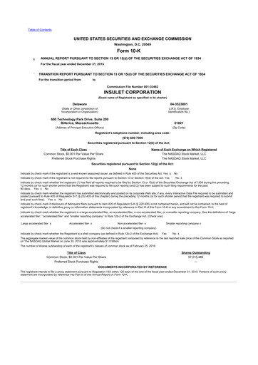 Thumbnail Insulet 10-K Annual Report 2015