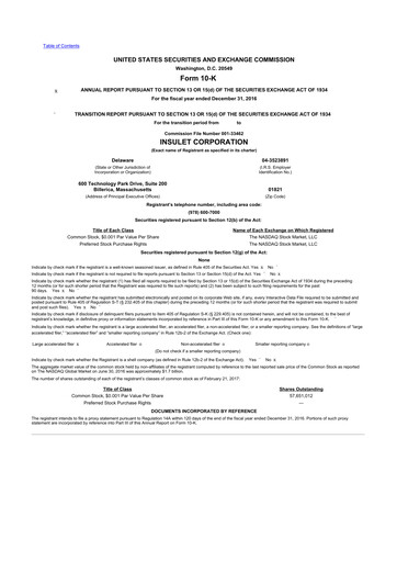 Thumbnail Insulet 10-K Annual Report 2016