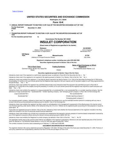Thumbnail Insulet 10-K Annual Report 2025