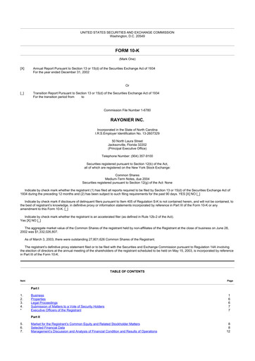 Thumbnail Rayonier 10-K Annual Report 