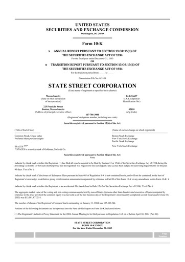Thumbnail State Street Corporation
 10-K Annual Report 