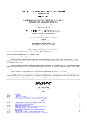 Thumbnail Miller Industries 10-K Annual Report 
