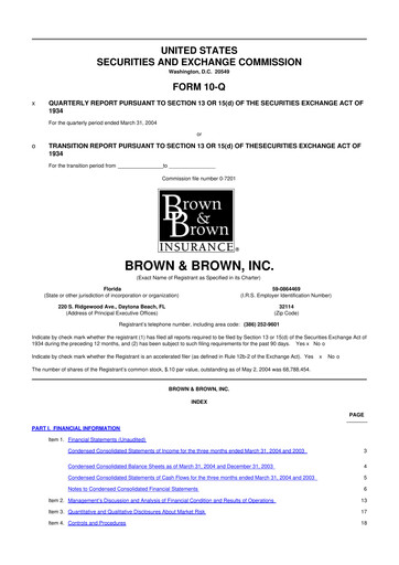 Thumbnail Brown & Brown
 10-Q Quarterly Report FY 