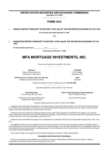 Thumbnail MFA Financial 10-K Annual Report 