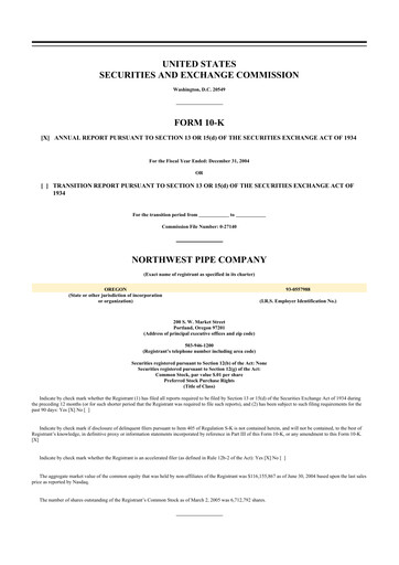 Thumbnail Northwest Pipe Company
 10-K Annual Report 