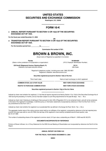 Miniature Brown & Brown
 10-K Rapport annuel 