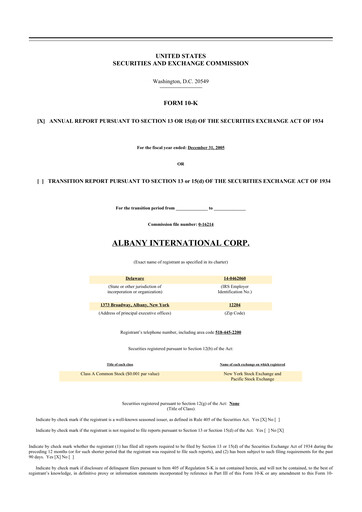 Thumbnail Albany International
 10-K Annual Report 