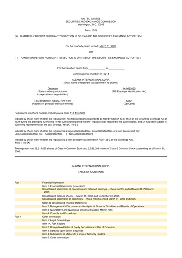 Thumbnail Albany International
 10-Q Quarterly Report FY 