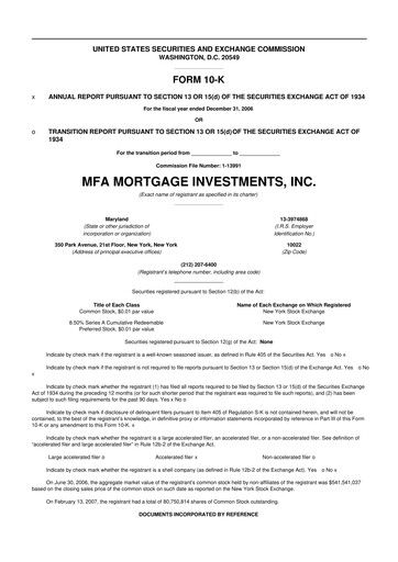 Thumbnail MFA Financial 10-K Annual Report 