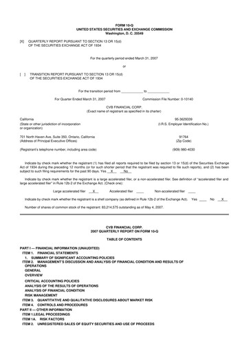 Thumbnail CVB Financial 10-Q Quarterly Report FY 