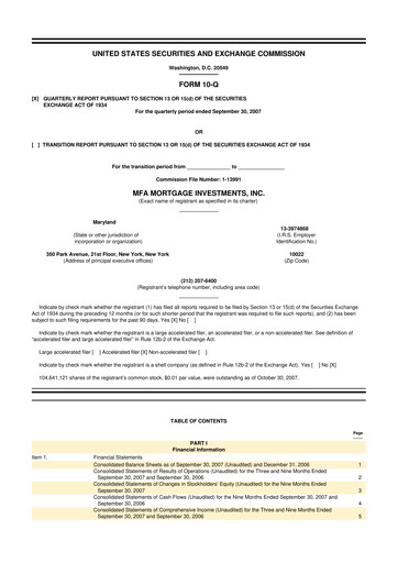 Thumbnail MFA Financial 10-Q Quarterly Report FY 
