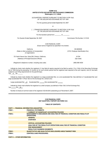 Thumbnail CVB Financial 10-Q Quarterly Report FY 