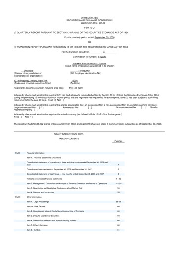 Thumbnail Albany International
 10-Q Quarterly Report FY 