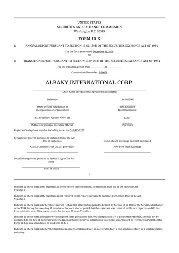 Thumbnail Albany International
 10-K Annual Report 